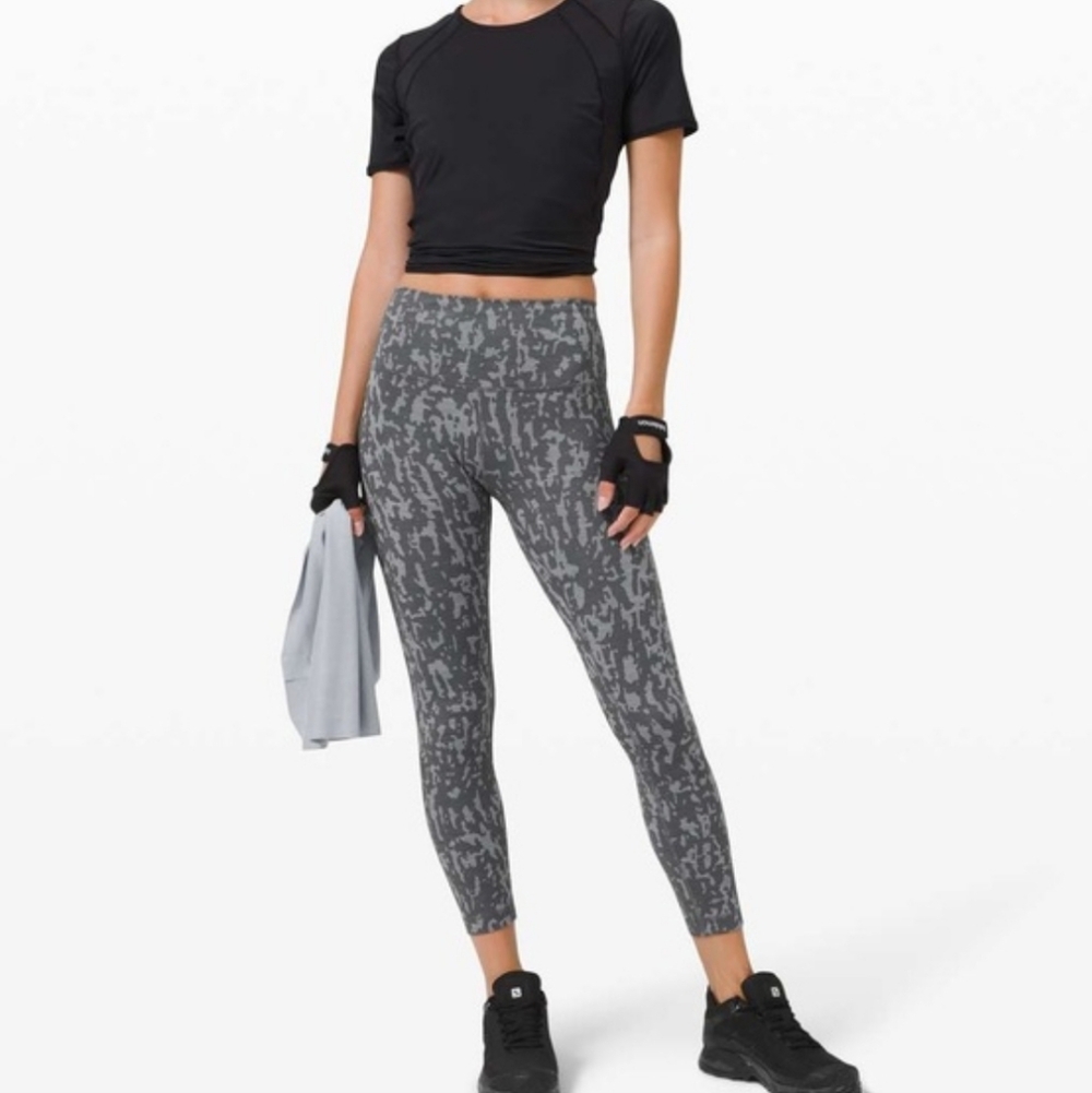 Lululemon Wunder Train High Rise Tight 25" Leggings Heathered PU Black Asphalt G